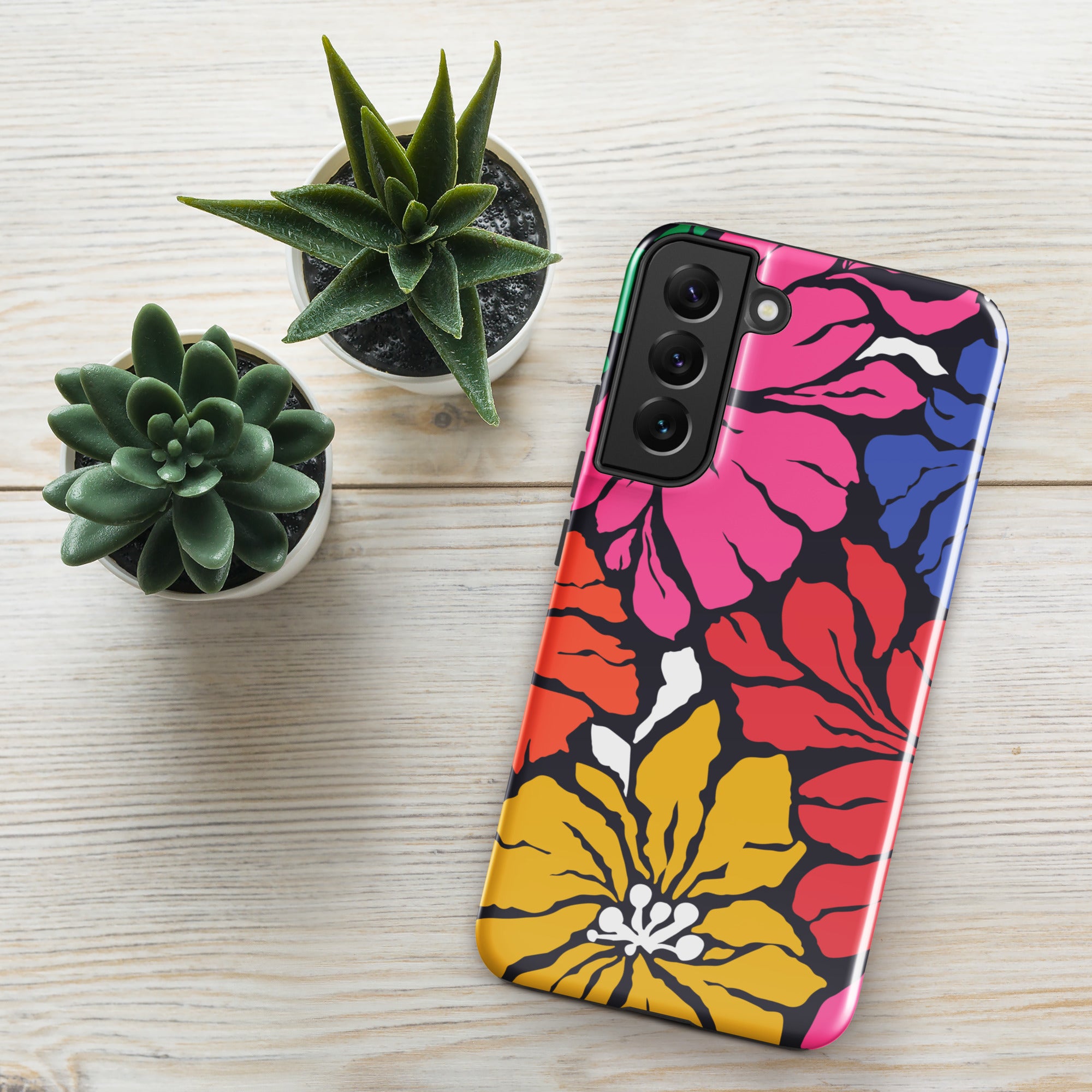 Bright And Bold Retro Flower Tough case for Samsung® Glossy Samsung Galaxy S22 Plus Samsung Tough Phone Case Globally Fulfilled Plants Retro