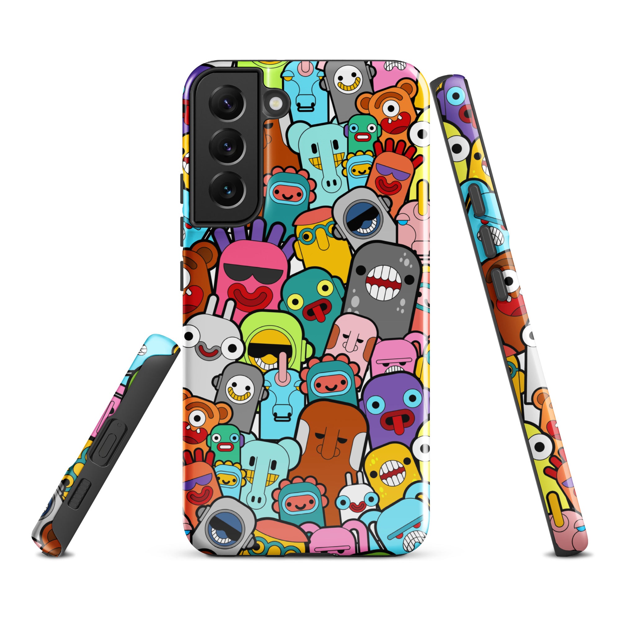Happy Monsters Tough case for Samsung® Glossy Samsung Galaxy S22 Plus Samsung Tough Phone Case Globally Fulfilled Sci Fi