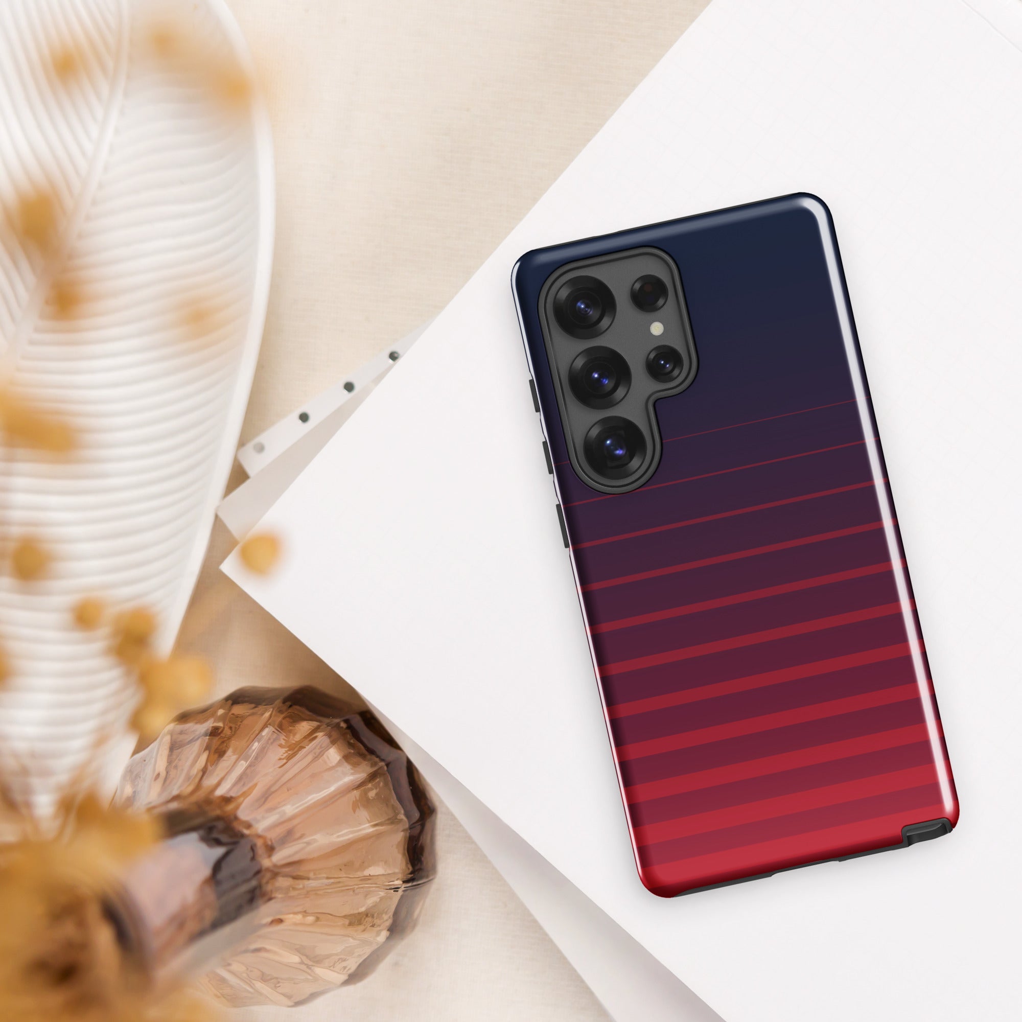 Red And Navy Stripe Tough case for Samsung® Glossy Samsung Galaxy S25 Ultra Samsung Tough Phone Case Globally Fulfilled