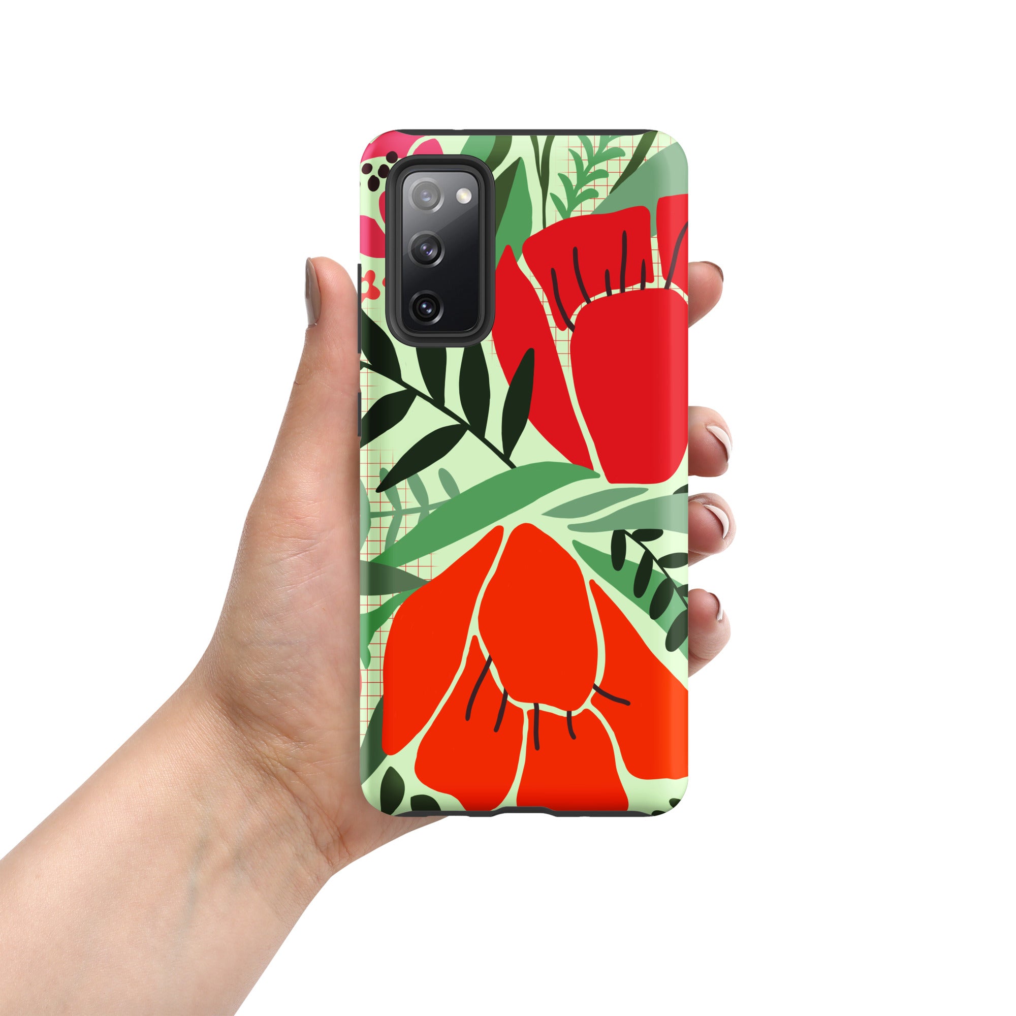Red Flowers - Tough case for Samsung® Matte Samsung Galaxy S20 FE Samsung Tough Phone Case Globally Fulfilled Plants