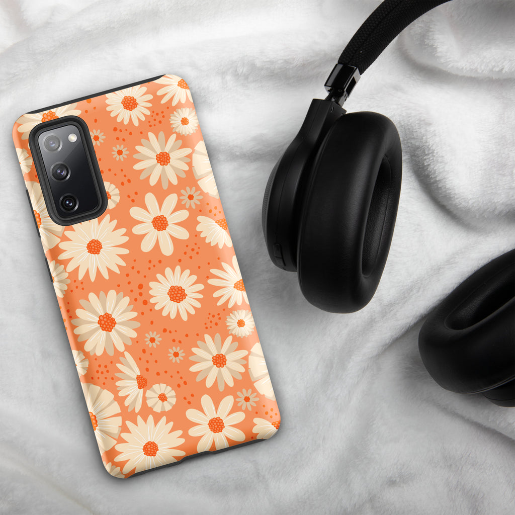 Daisies On Orange Tough case for Samsung® Matte Samsung Galaxy S20 FE Samsung Tough Phone Case Globally Fulfilled Plants