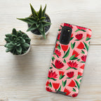 Red Flowers On Pink Tough case for Samsung® Matte Samsung Galaxy S20 Samsung Tough Phone Case Globally Fulfilled Plants