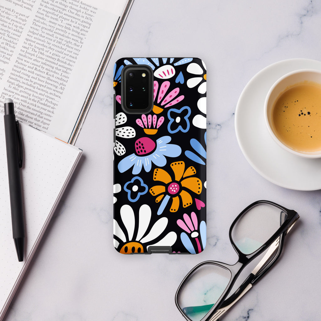 Graphic Flowers On Black Tough case for Samsung® Matte Samsung Galaxy S20 Plus Samsung Tough Phone Case Globally Fulfilled Plants