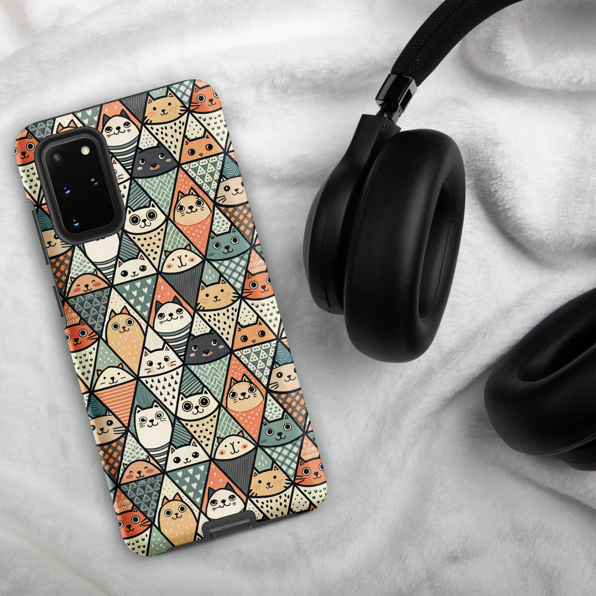 Diamond Cat Pattern - Tough case for Samsung® Matte Samsung Galaxy S20 Plus Samsung Tough Phone Case animal Globally Fulfilled