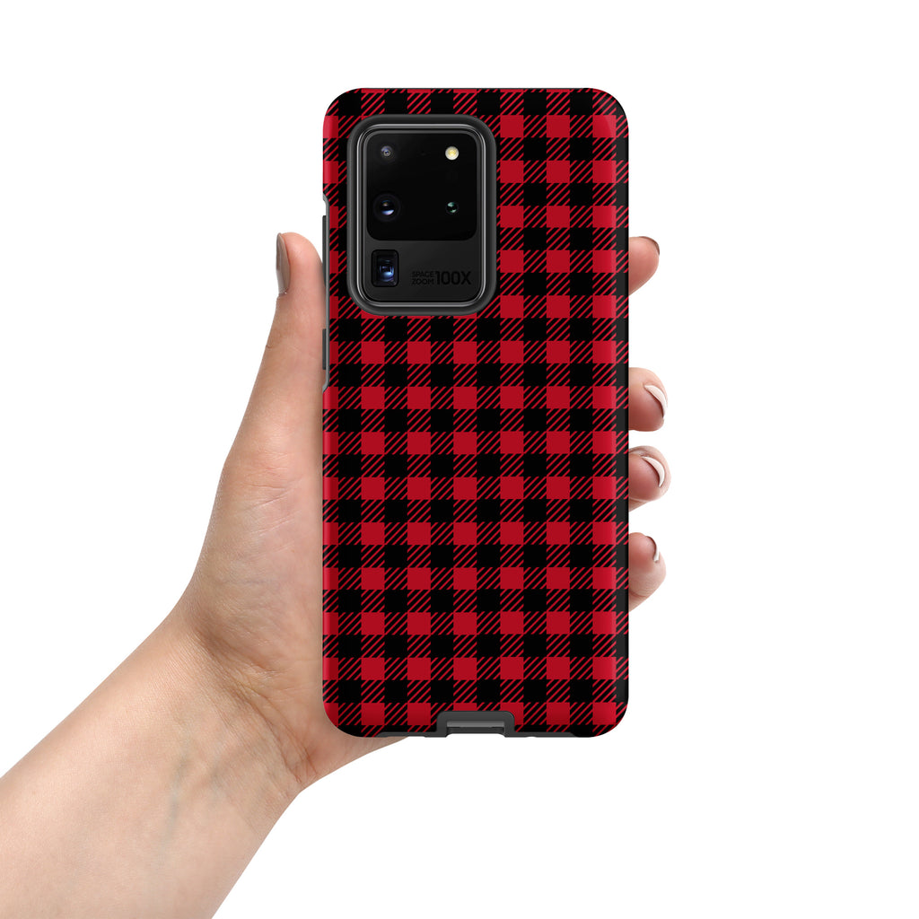 Red And Black Check Tough case for Samsung® Matte Samsung Galaxy S20 Ultra Samsung Tough Phone Case Globally Fulfilled