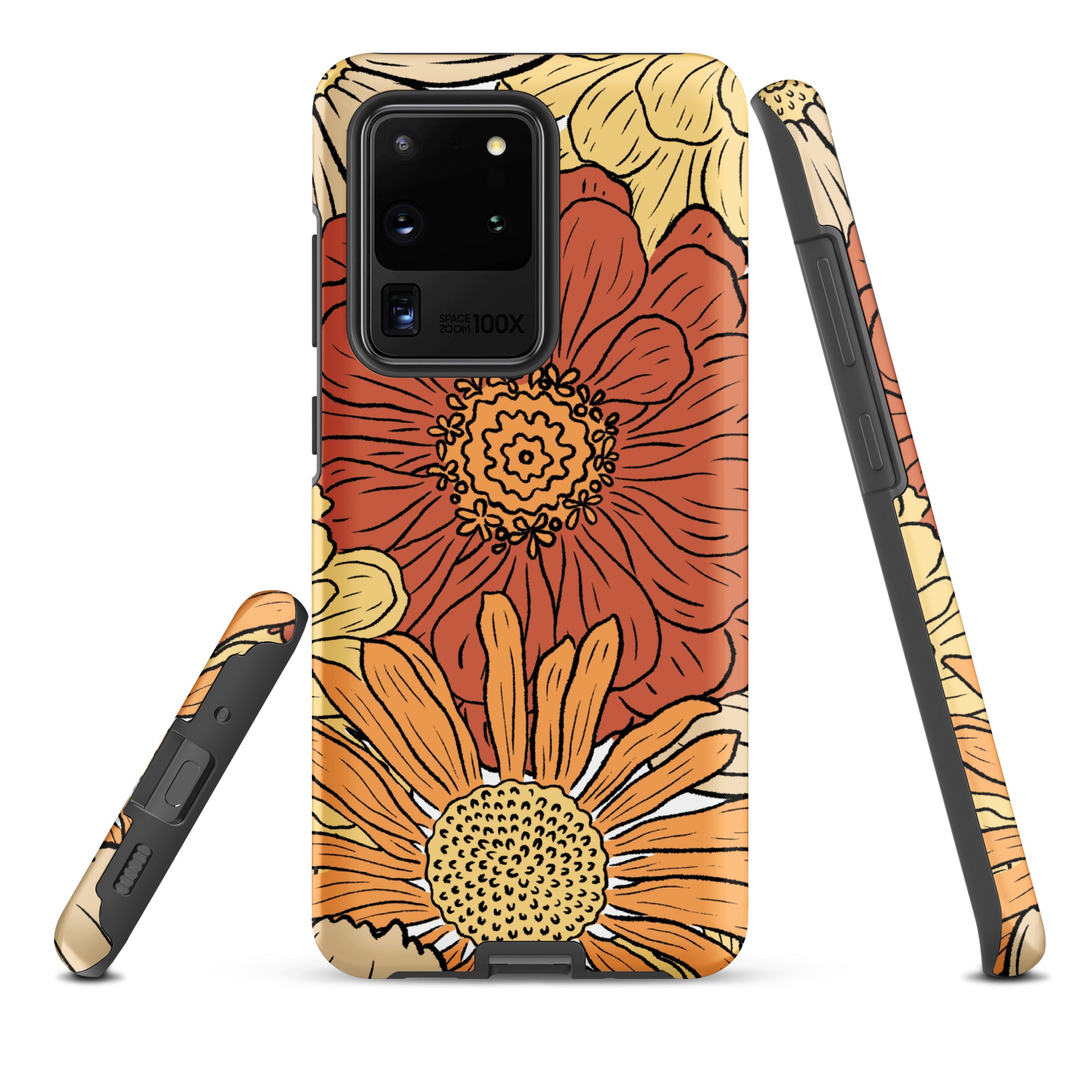 Vintage Orange Floral Tough case for Samsung® Matte Samsung Galaxy S20 Ultra Samsung Tough Phone Case Globally Fulfilled Plants Retro