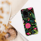 Bright Floral On Black Tough case for Samsung® Matte Samsung Galaxy S20 Ultra Samsung Tough Phone Case Globally Fulfilled Plants