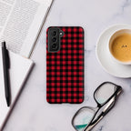 Red And Black Check Tough case for Samsung® Matte Samsung Galaxy S21 FE Samsung Tough Phone Case Globally Fulfilled