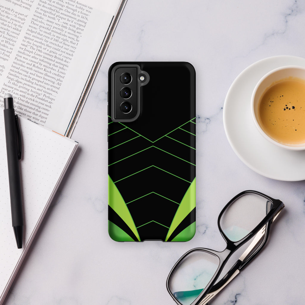 Green Geometric Tough case for Samsung® Matte Samsung Galaxy S21 FE Samsung Tough Phone Case Globally Fulfilled