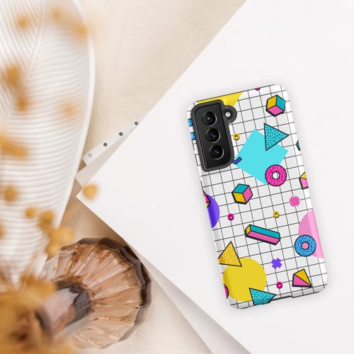 80's Grid Tough case for Samsung® Matte Samsung Galaxy S21 Samsung Tough Phone Case Globally Fulfilled Retro