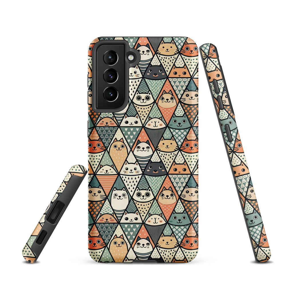 Diamond Cat Pattern Tough case for Samsung® Matte Samsung Galaxy S21 Samsung Tough Phone Case animal Globally Fulfilled