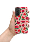 Red Flowers On Pink Tough case for Samsung® Matte Samsung Galaxy S21 Samsung Tough Phone Case Globally Fulfilled Plants