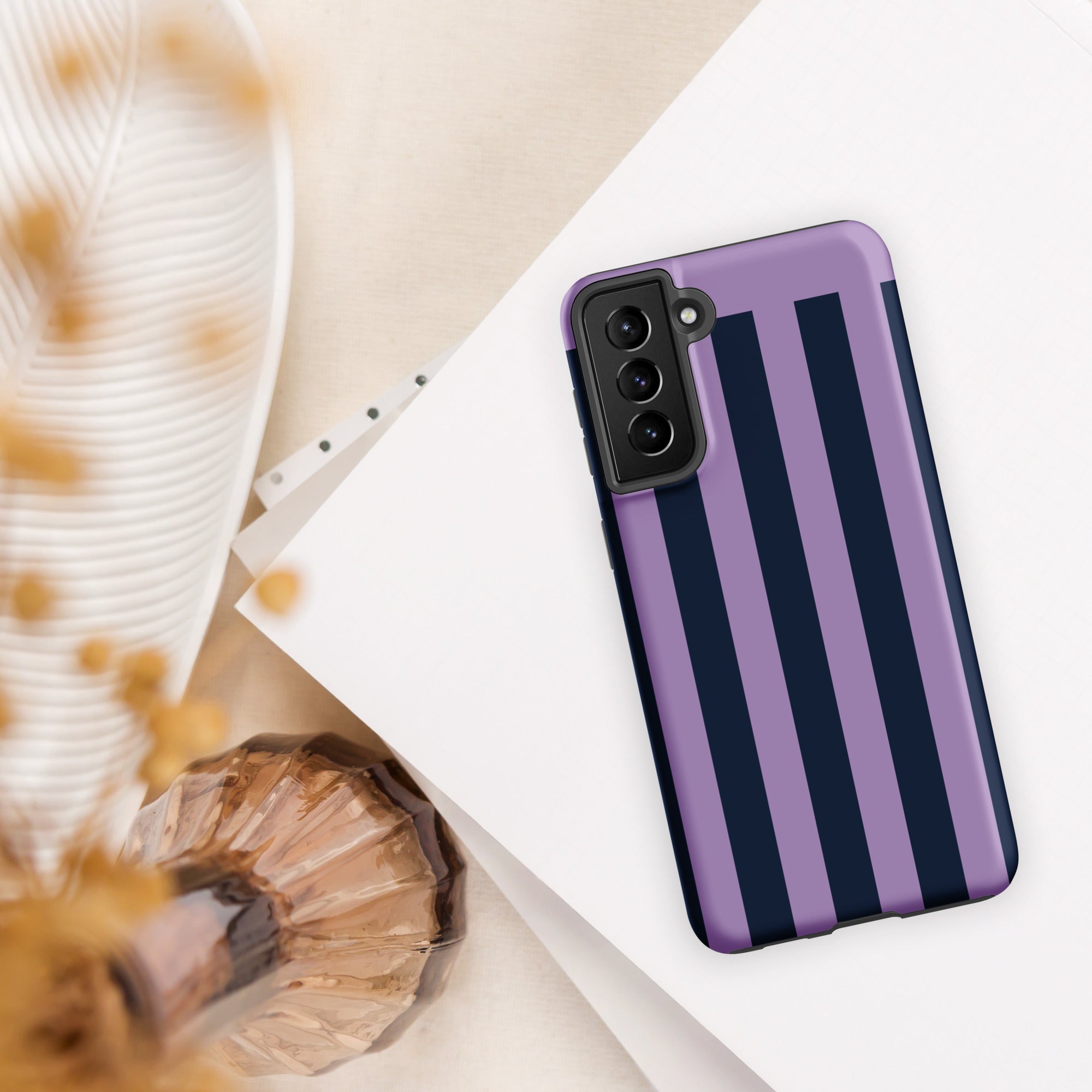 Purple Stripe Tough case for Samsung® Matte Samsung Galaxy S21 Plus Samsung Tough Phone Case Globally Fulfilled