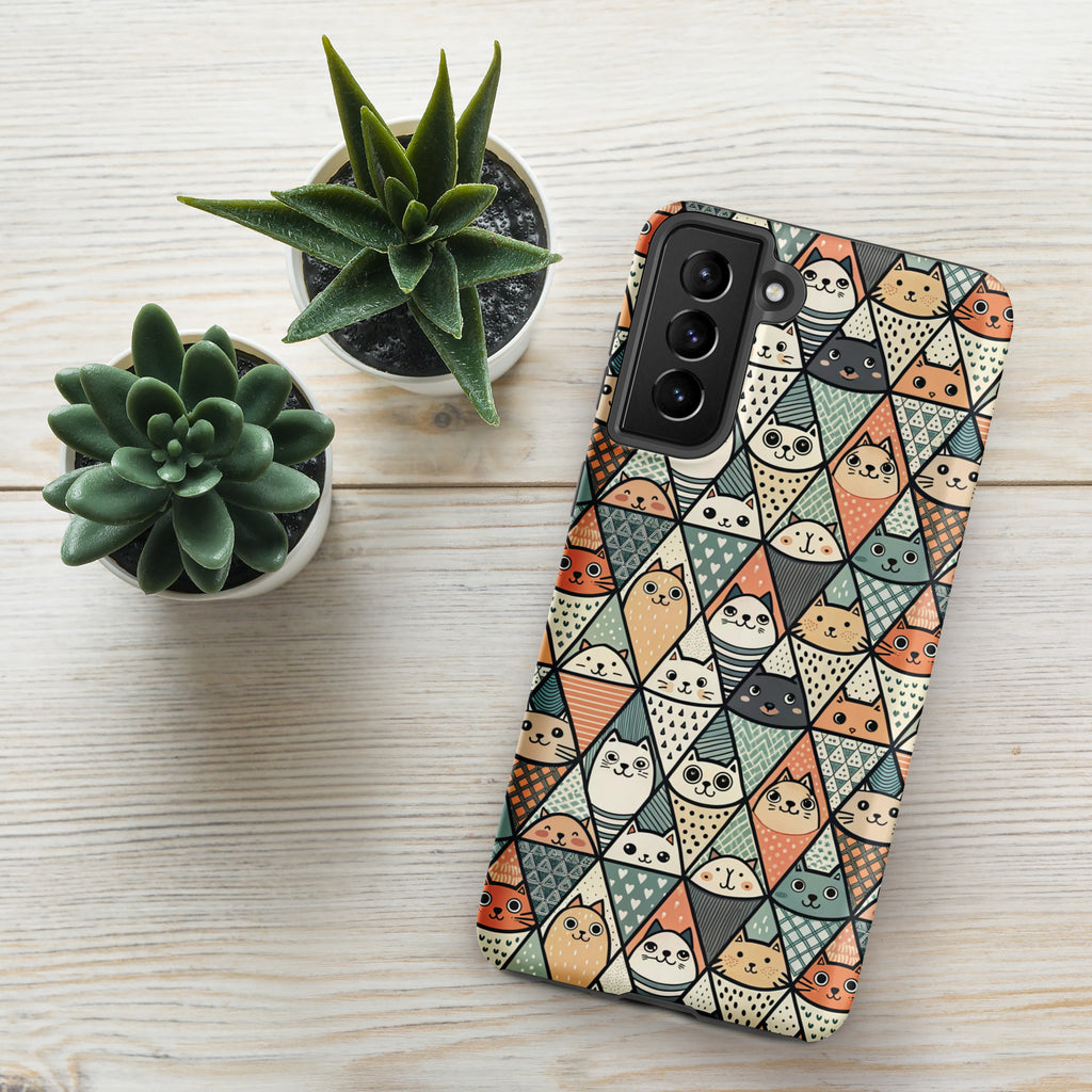 Diamond Cat Pattern Tough case for Samsung® Matte Samsung Galaxy S21 Plus Samsung Tough Phone Case animal Globally Fulfilled