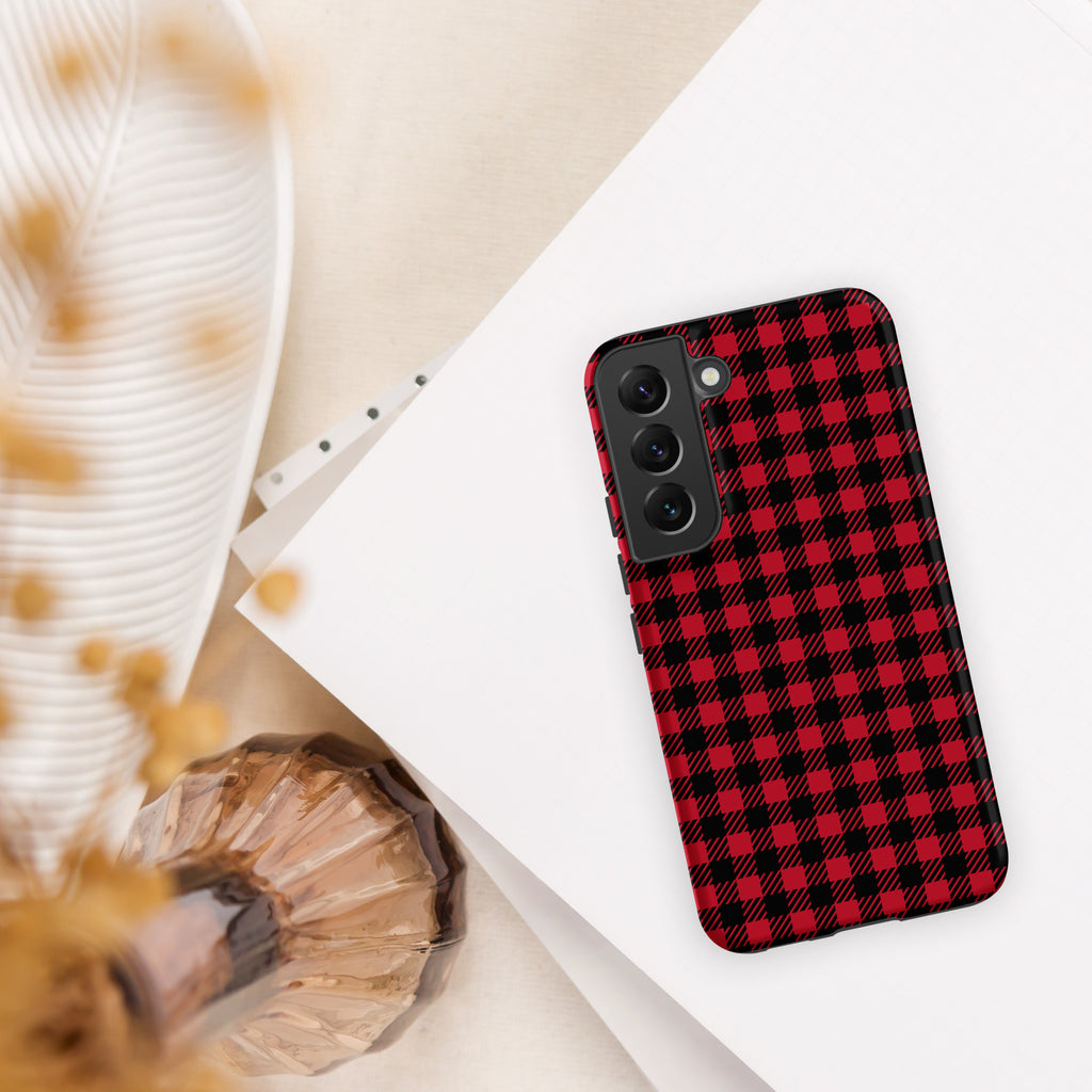 Red And Black Check Tough case for Samsung® Matte Samsung Galaxy S22 Samsung Tough Phone Case Globally Fulfilled