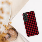 Red And Black Check Tough case for Samsung® Matte Samsung Galaxy S22 Samsung Tough Phone Case Globally Fulfilled