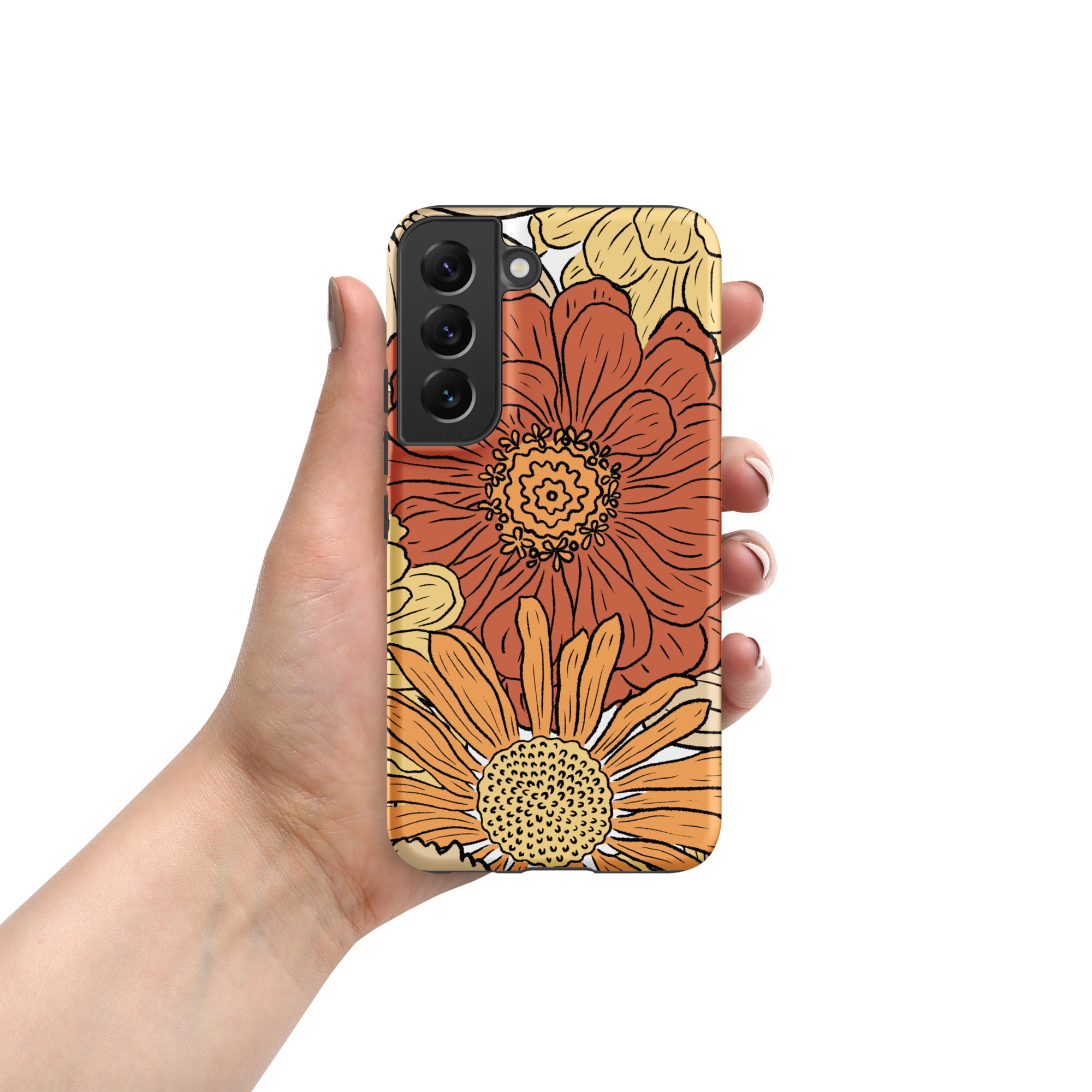 Vintage Orange Floral Tough case for Samsung® Matte Samsung Galaxy S22 Samsung Tough Phone Case Globally Fulfilled Plants Retro
