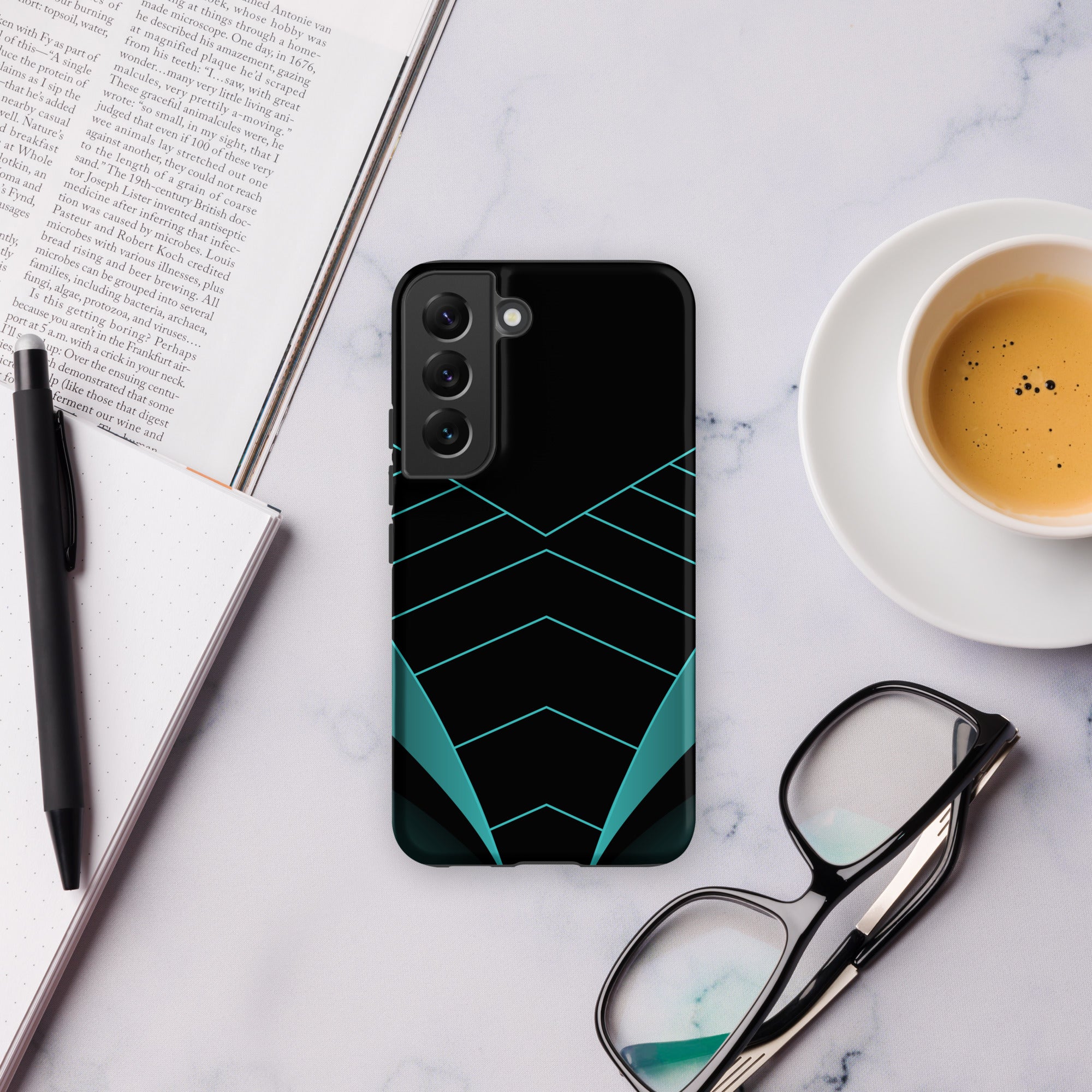 Teal Geometric Tough case for Samsung® Matte Samsung Galaxy S22 Samsung Tough Phone Case Globally Fulfilled