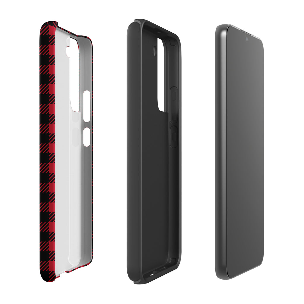 Red And Black Check Tough case for Samsung® Matte Samsung Galaxy S22 Plus Samsung Tough Phone Case Globally Fulfilled