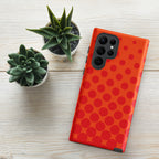Red Circles On Orange Tough case for Samsung® Matte Samsung Galaxy S22 Ultra Samsung Tough Phone Case Globally Fulfilled