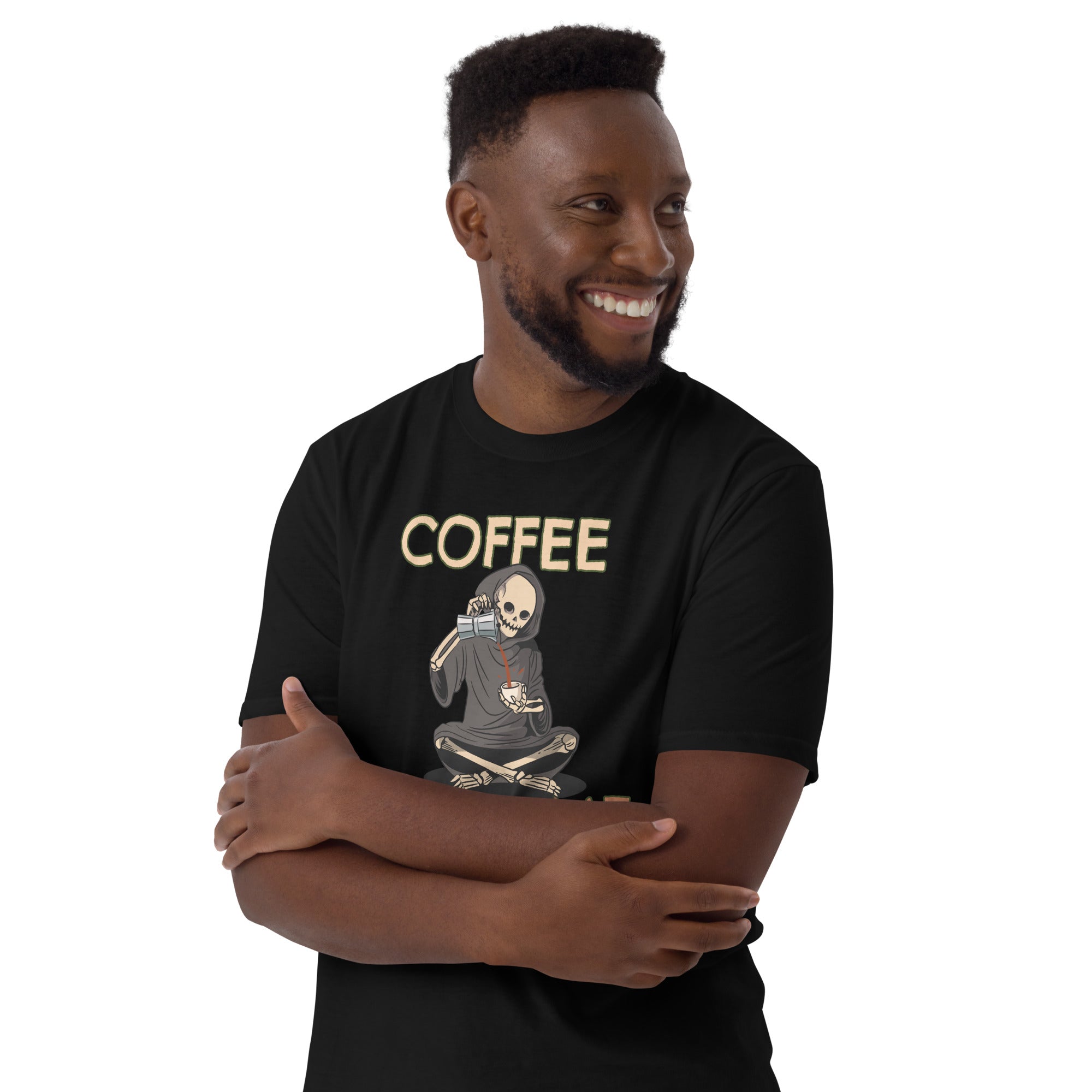 Coffee Keeps Me Alive, Skeleton - Short-Sleeve Unisex T-Shirt Unisex T-shirt Coffee Globally Fulfilled Printed Worldwide