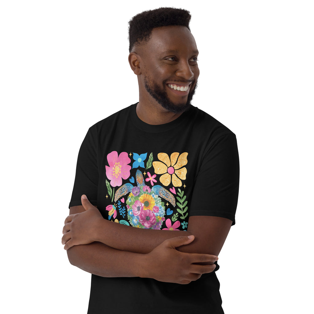Boho Floral Turtle - Short-Sleeve Unisex T-Shirt Unisex T-shirt animal Globally Fulfilled