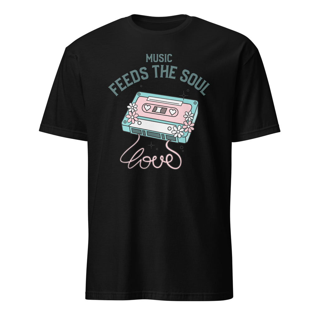 Music Feeds The Soul - Short-Sleeve Unisex T-Shirt Black Unisex T-shirt Globally Fulfilled Music Printed Worldwide Retro