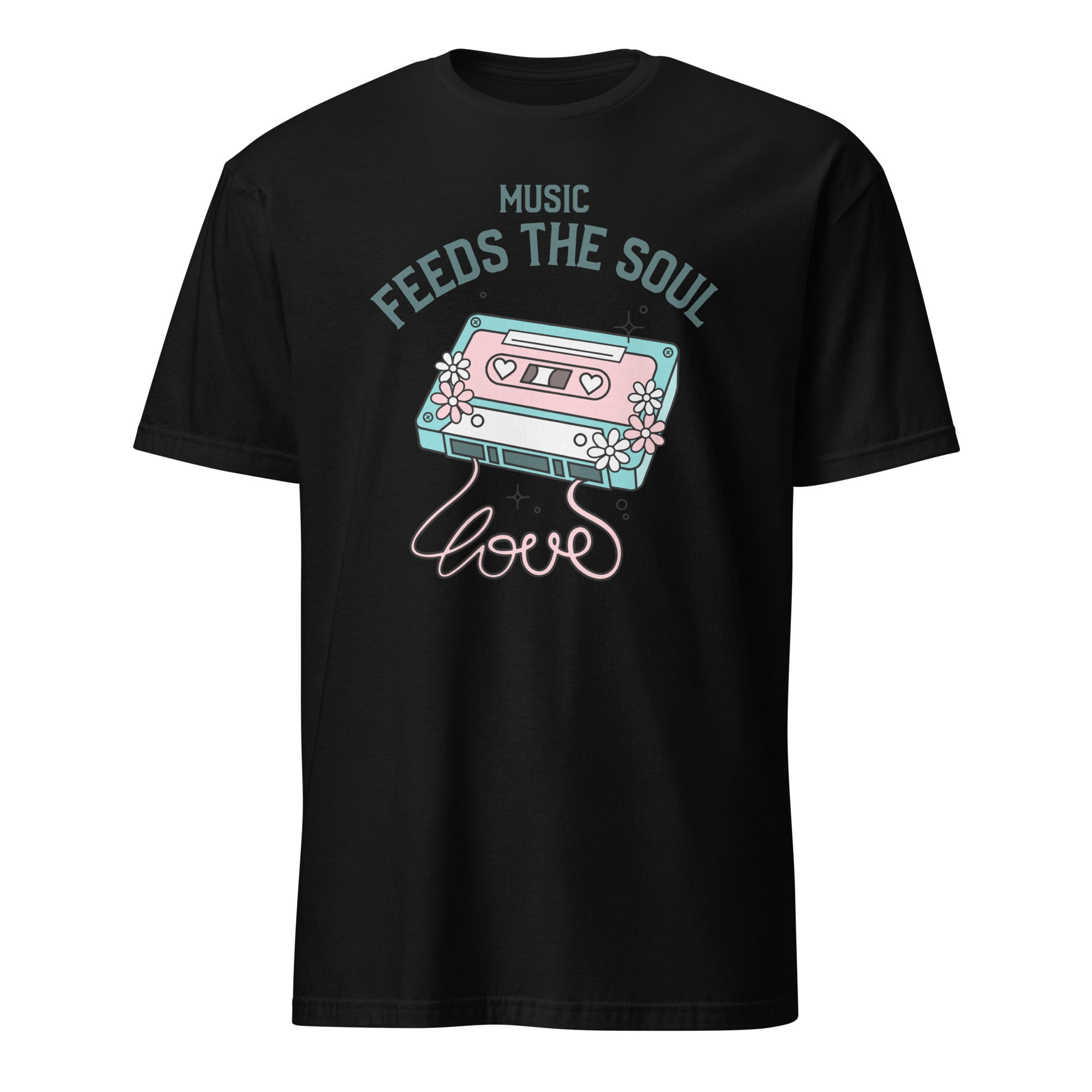 Music Feeds The Soul - Short-Sleeve Unisex T-Shirt Black Unisex T-shirt Globally Fulfilled Music Printed Worldwide Retro