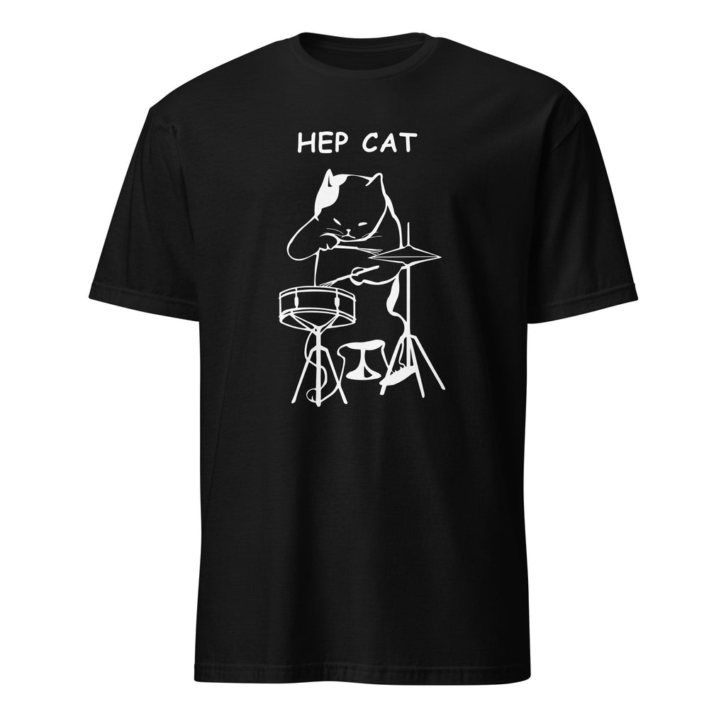 Hep Cat, Drums - Short-Sleeve Unisex T-Shirt Black Unisex T-shirt Globally Fulfilled Music Printed Worldwide