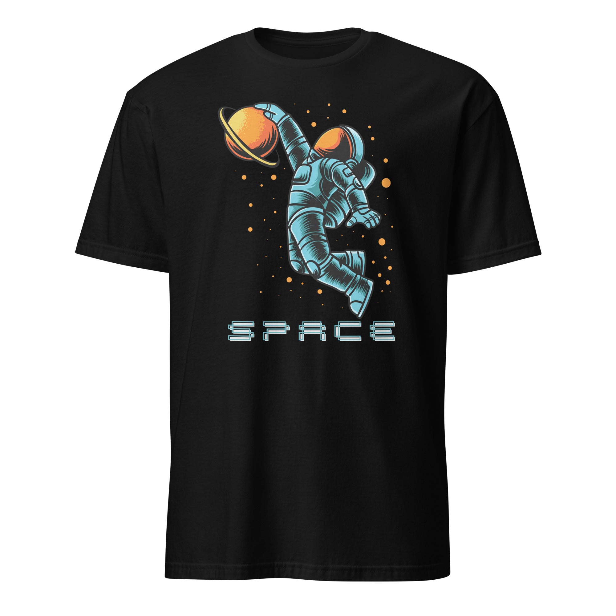 Astronaut Basketball - Short-Sleeve Unisex T-Shirt Black Unisex T-shirt Globally Fulfilled Printed Worldwide Space