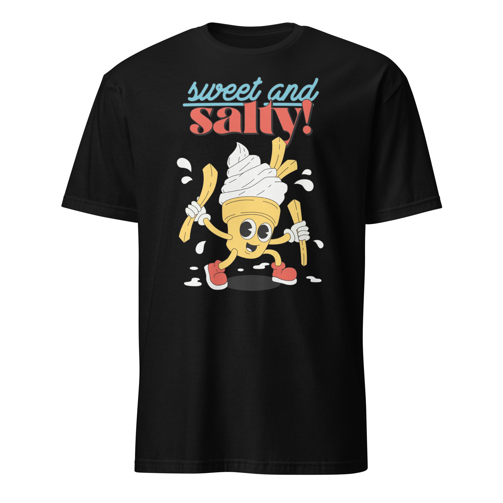 Sweet And Salty, Ice-Cream And Fries - Short-Sleeve Unisex T-Shirt Black Unisex T-shirt Food Globally Fulfilled Printed Worldwide
