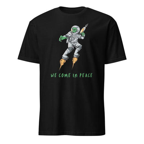 Alien, We Come In Peace - Short-Sleeve Unisex T-Shirt Black Unisex T-shirt funny Globally Fulfilled Printed Worldwide sci fi