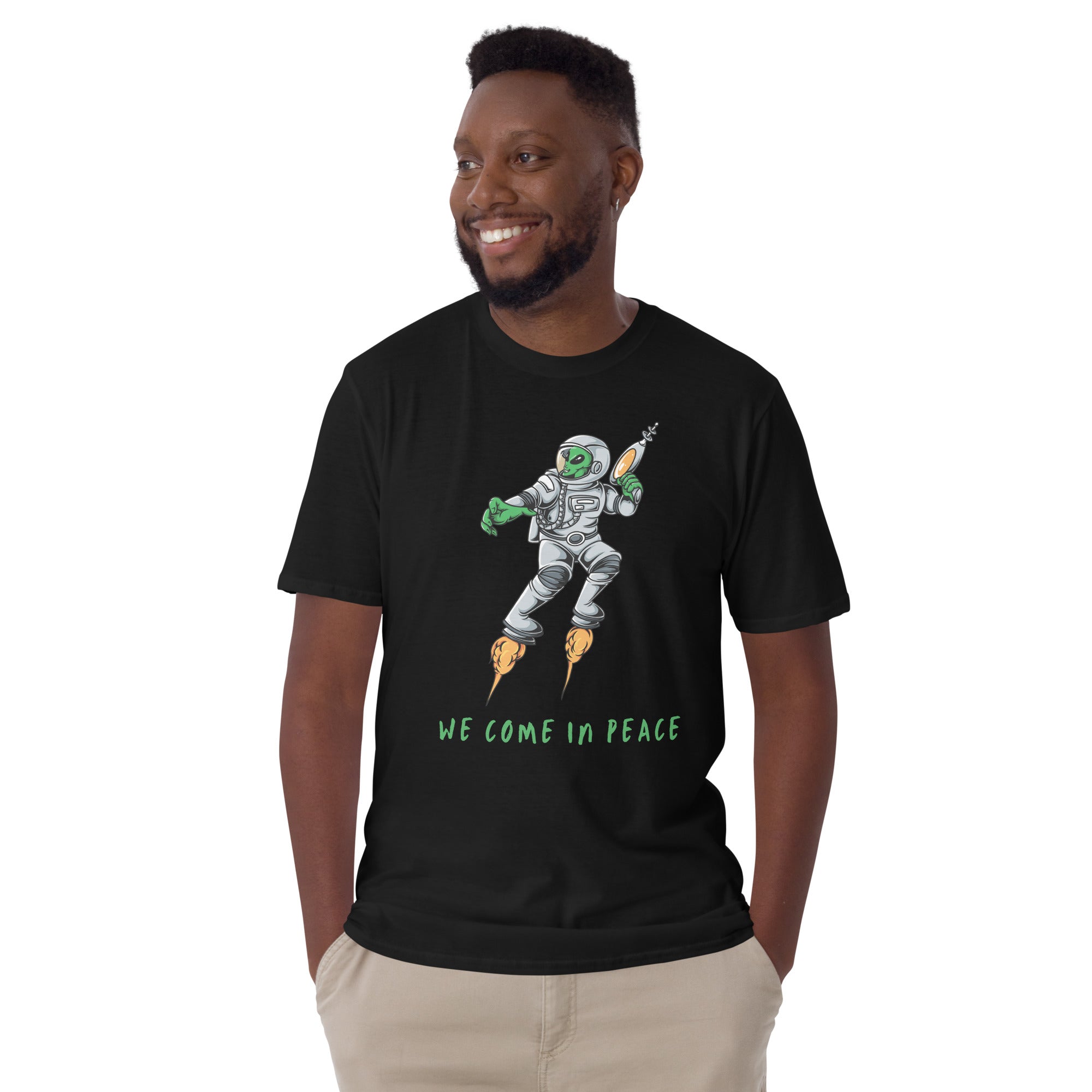 Alien, We Come In Peace - Short-Sleeve Unisex T-Shirt Unisex T-shirt funny Globally Fulfilled Printed Worldwide sci fi