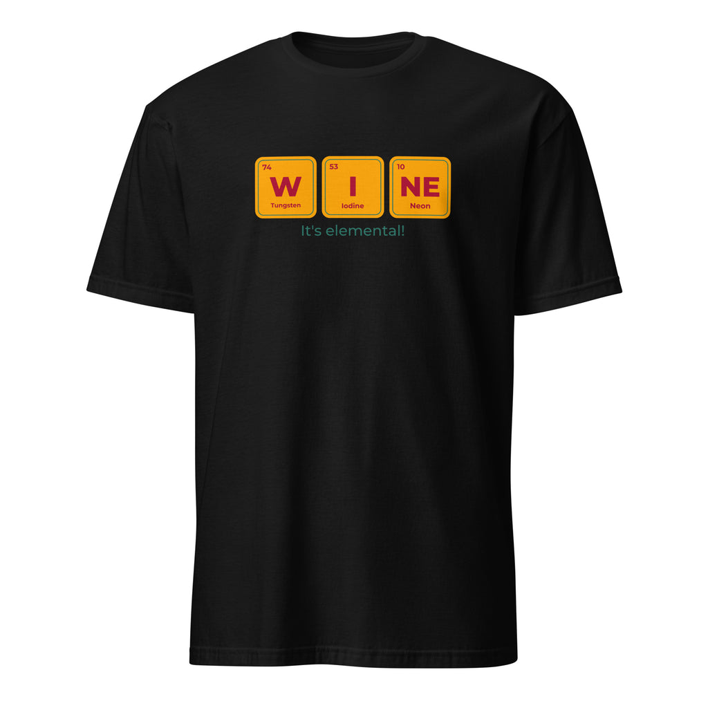 Wine, It's Elemental - Short-Sleeve Unisex T-Shirt Black Unisex T-shirt funny Globally Fulfilled Printed Worldwide science