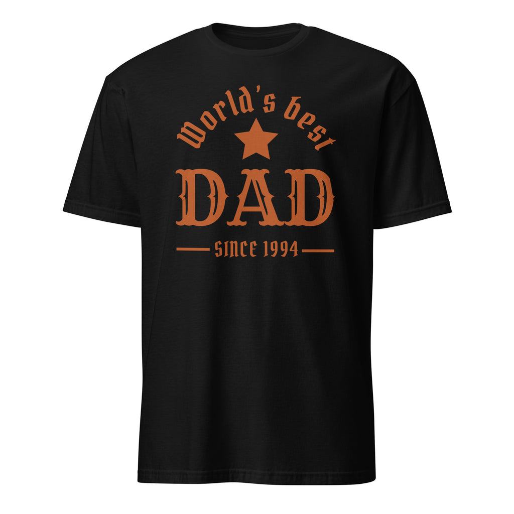 Personalised - World's Best Dad, Change Year - Short-Sleeve Unisex T-Shirt Black Personalised T-shirt Customise Dad Globally Fulfilled Personalise