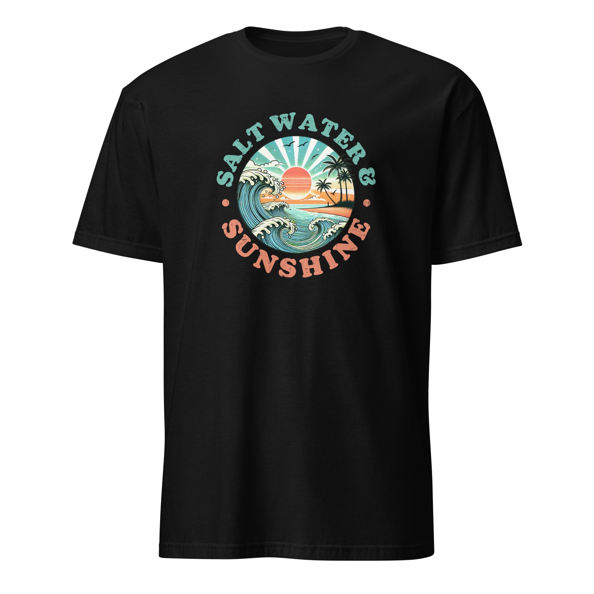 Salt Water And Sunshine - Short-Sleeve Unisex T-Shirt Black Unisex T-shirt Globally Fulfilled Surf