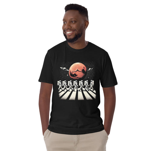 Astronauts Crossing Street In Space - Short-Sleeve Unisex T-Shirt Unisex T-shirt Globally Fulfilled Space