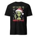 Alien, Just Waiting For Christmas - Christmas Short-Sleeve Unisex T-Shirt Black Unisex T-shirt Christmas Globally Fulfilled Sci Fi