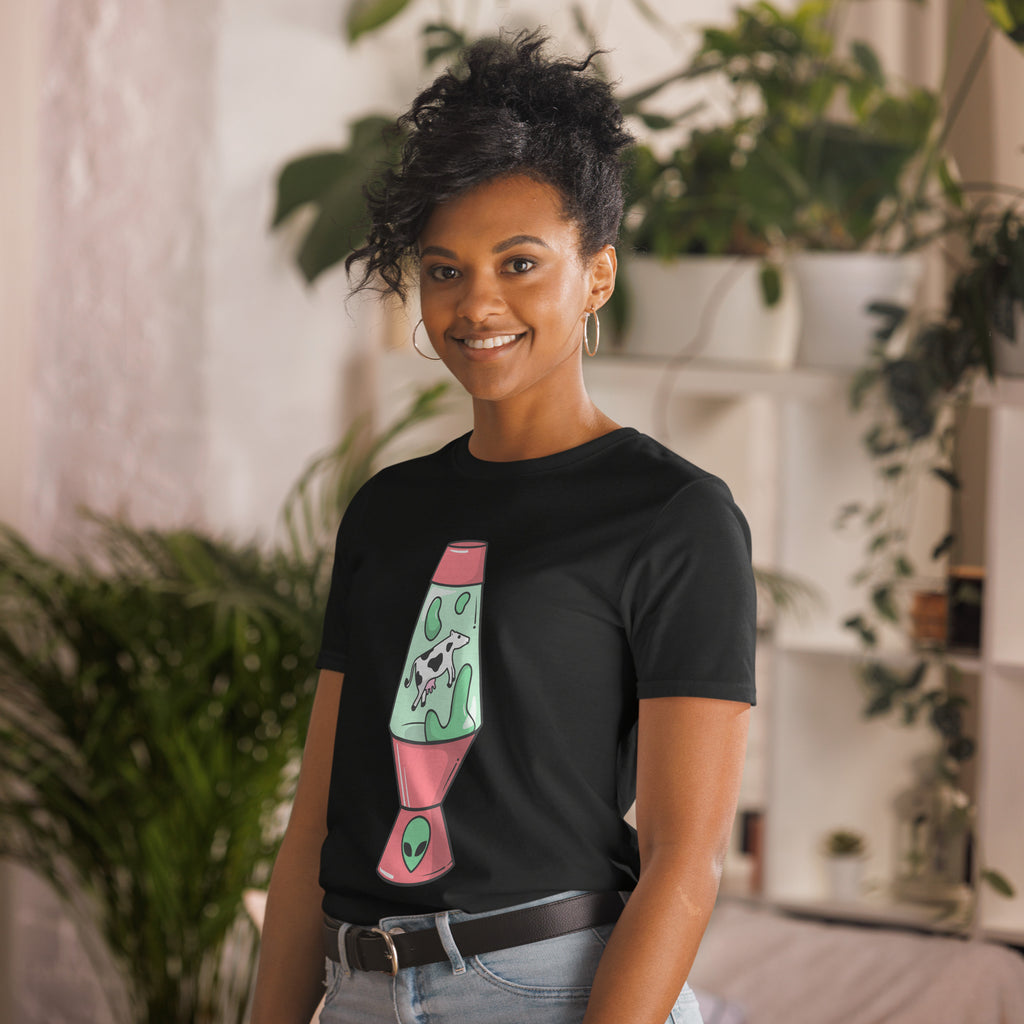 Alien Cow Lava Lamp - Short-Sleeve Unisex T-Shirt Unisex T-shirt Animal Globally Fulfilled Printed Worldwide Retro Sci Fi