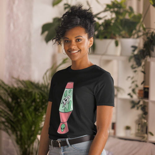 Alien Cow Lava Lamp - Short-Sleeve Unisex T-Shirt Unisex T-shirt Animal Globally Fulfilled Printed Worldwide Retro Sci Fi