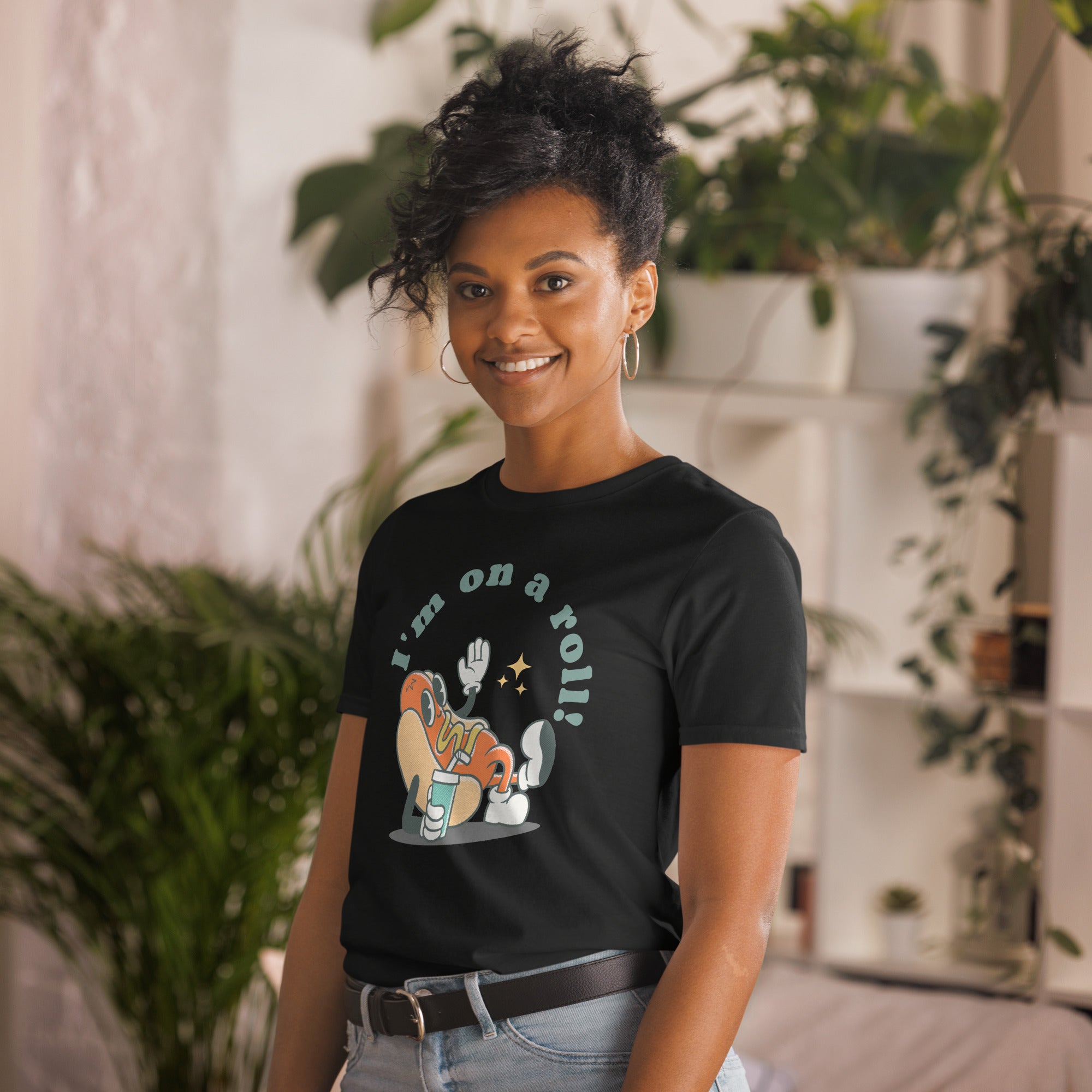 Hot Dog, I'm On A Roll - Short-Sleeve Unisex T-Shirt Unisex T-shirt food funny Globally Fulfilled Printed Worldwide retro