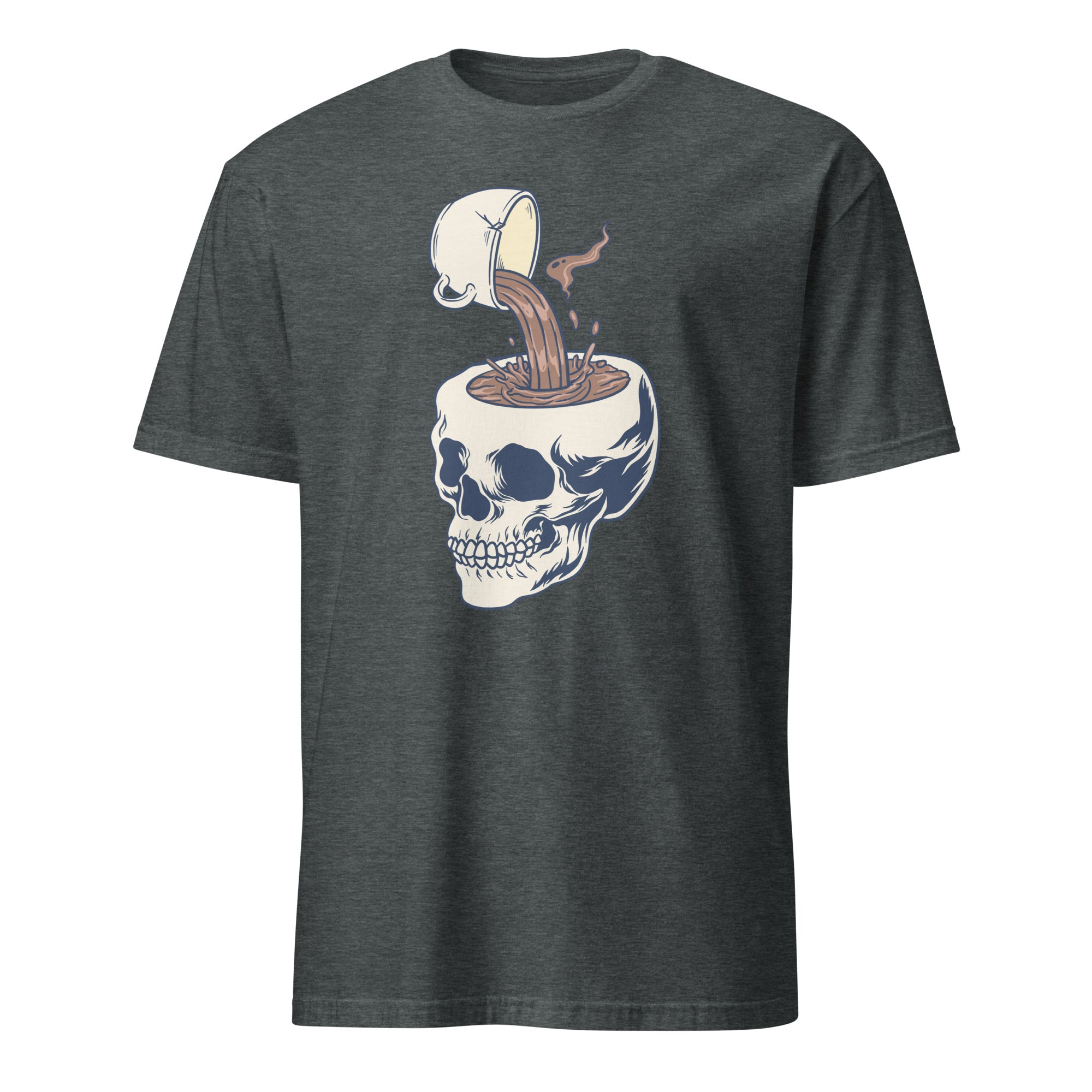 Coffee Skull - Short-Sleeve Unisex T-Shirt Dark Heather Unisex T-shirt Coffee Globally Fulfilled Printed Worldwide