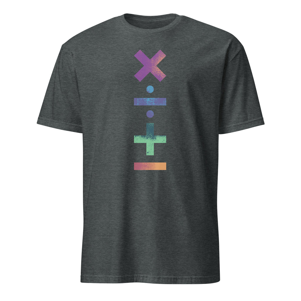 Maths Symbols - Short-Sleeve Unisex T-Shirt Dark Heather Unisex T-shirt Globally Fulfilled Maths Printed Worldwide