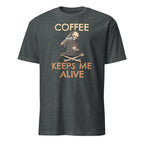 Coffee Keeps Me Alive, Skeleton - Short-Sleeve Unisex T-Shirt Dark Heather Unisex T-shirt Coffee Globally Fulfilled Printed Worldwide