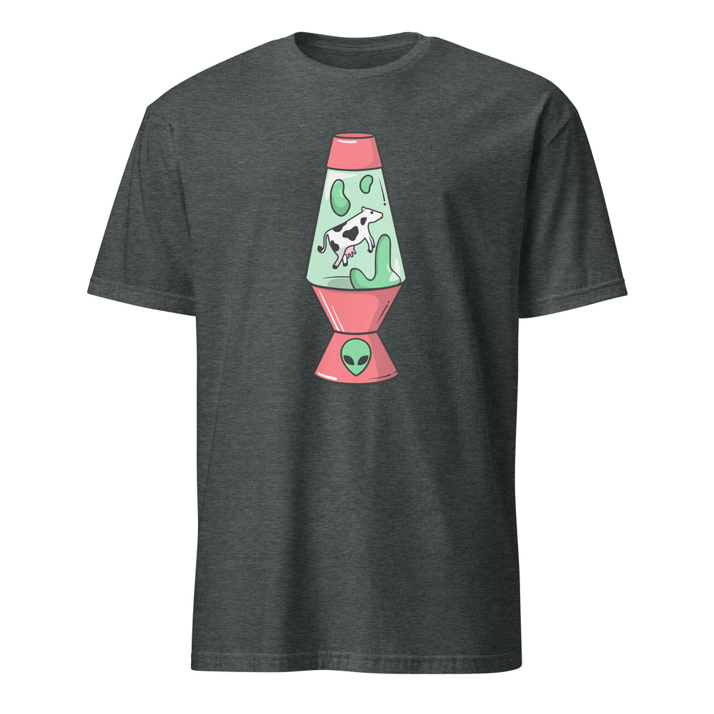 Alien Cow Lava Lamp - Short-Sleeve Unisex T-Shirt Dark Heather Unisex T-shirt Animal Globally Fulfilled Printed Worldwide Retro Sci Fi