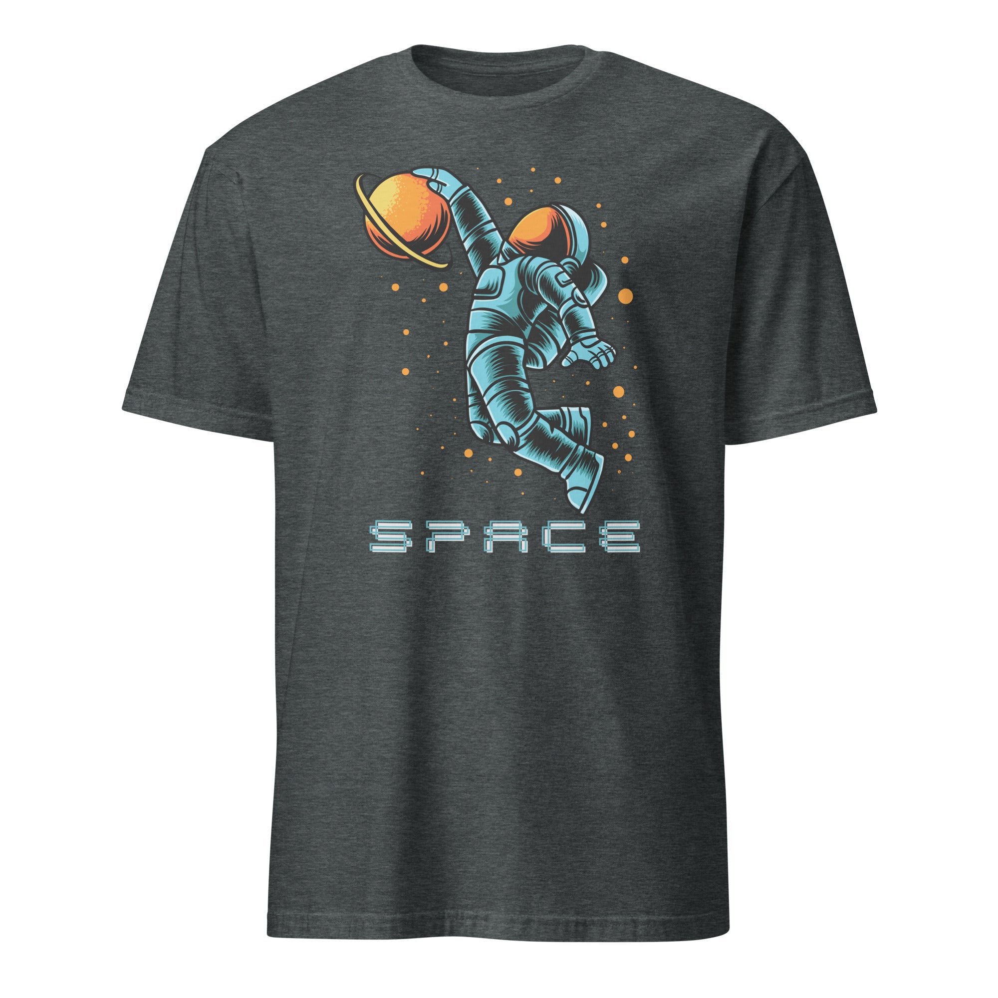 Astronaut Basketball - Short-Sleeve Unisex T-Shirt Dark Heather Unisex T-shirt Globally Fulfilled Printed Worldwide Space