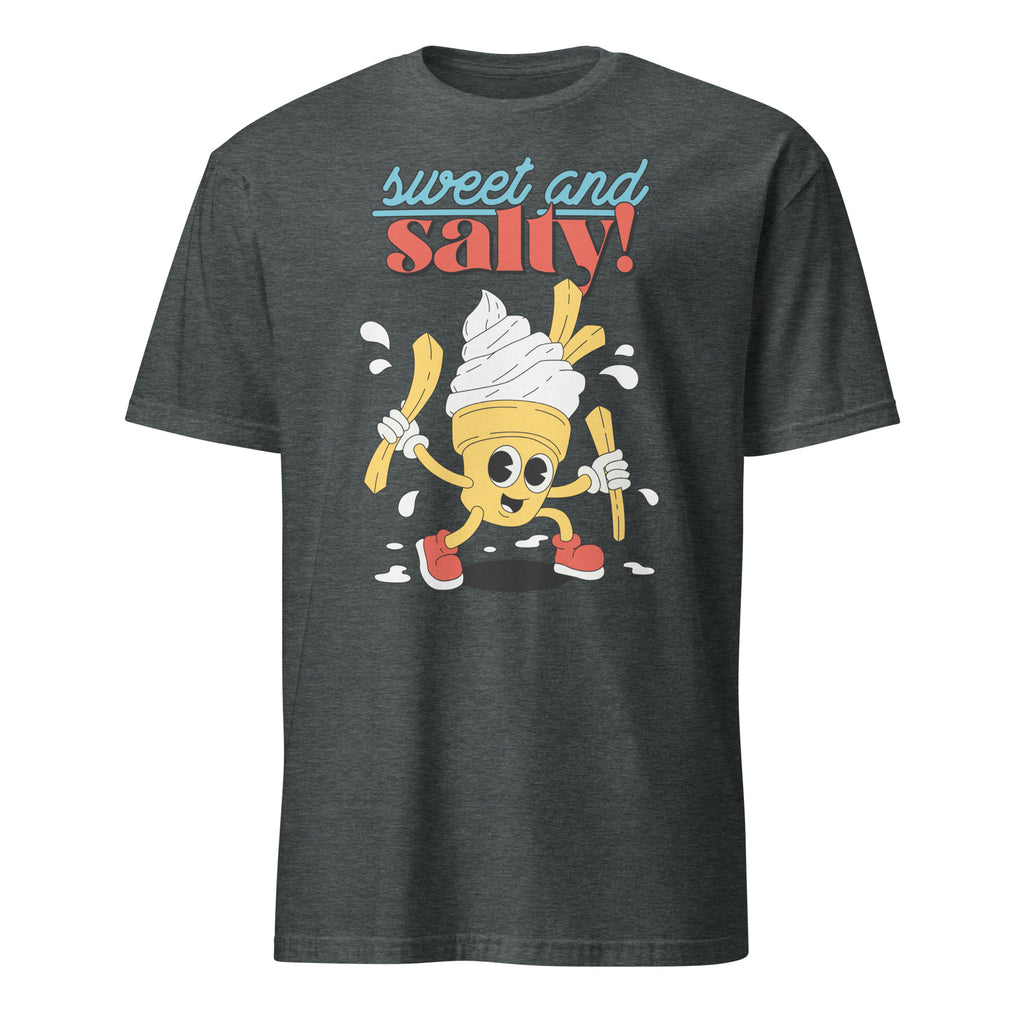 Sweet And Salty, Ice-Cream And Fries - Short-Sleeve Unisex T-Shirt Dark Heather Unisex T-shirt Food Globally Fulfilled Printed Worldwide
