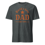 Personalised - World's Best Dad, Change Year - Short-Sleeve Unisex T-Shirt Dark Heather Personalised T-shirt Customise Dad Globally Fulfilled Personalise