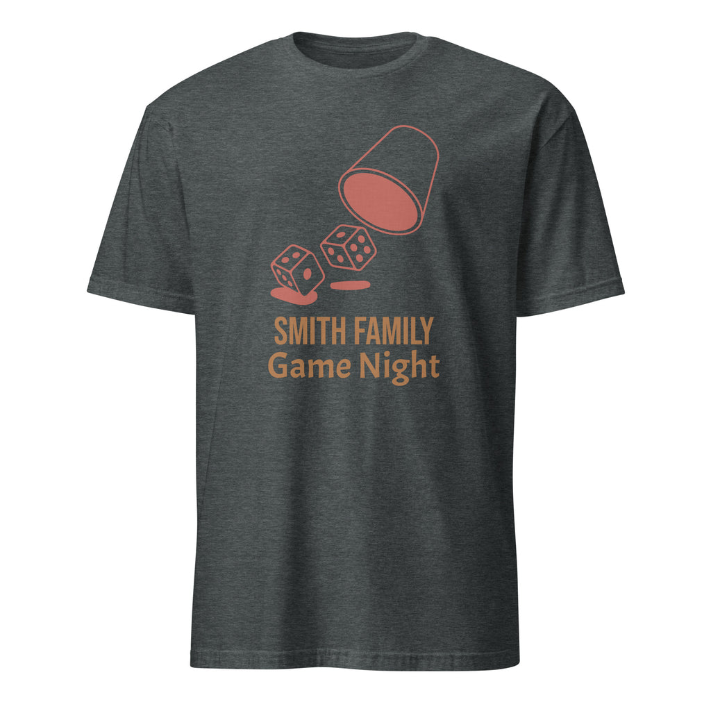 Personalised - Family Game Night 2, Change Name - Short-Sleeve Unisex T-Shirt Dark Heather Personalised T-shirt Customise Games Globally Fulfilled Personalise
