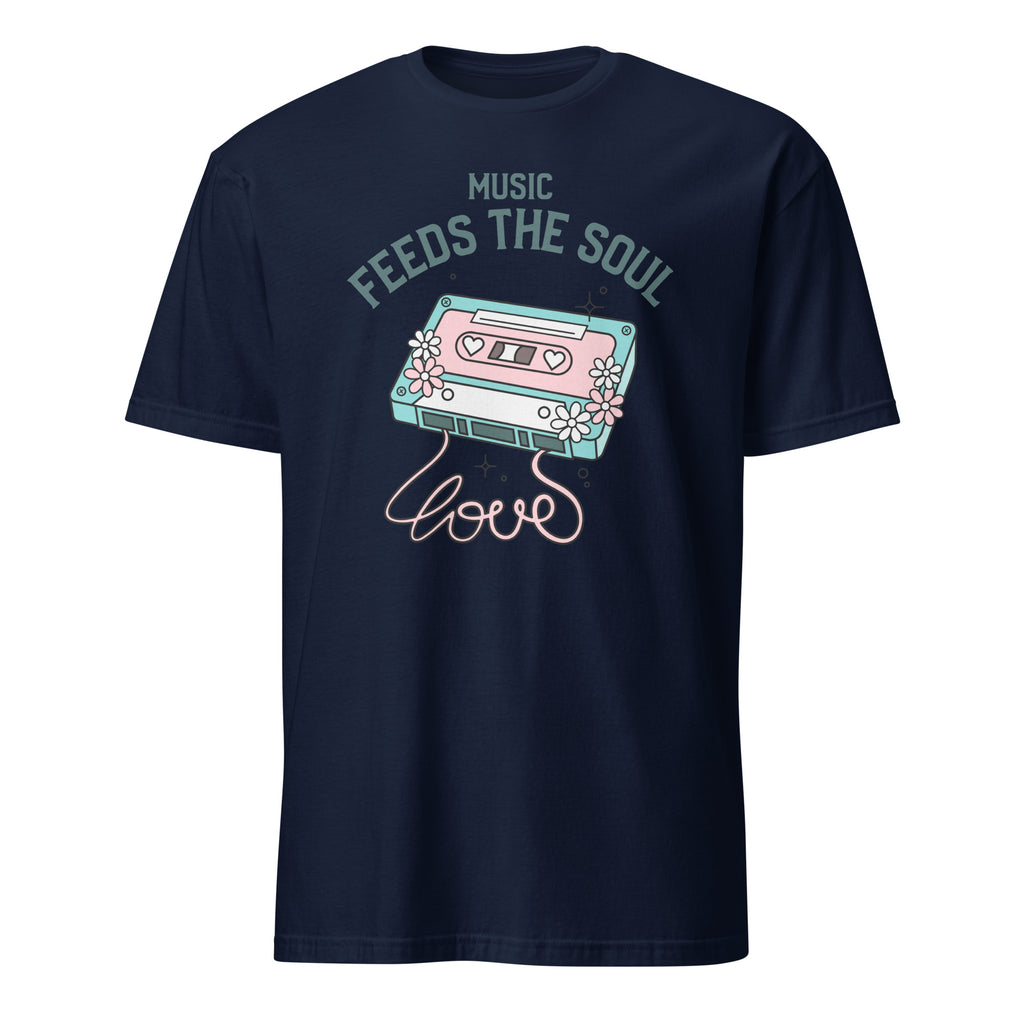 Music Feeds The Soul - Short-Sleeve Unisex T-Shirt Navy Unisex T-shirt Globally Fulfilled Music Printed Worldwide Retro